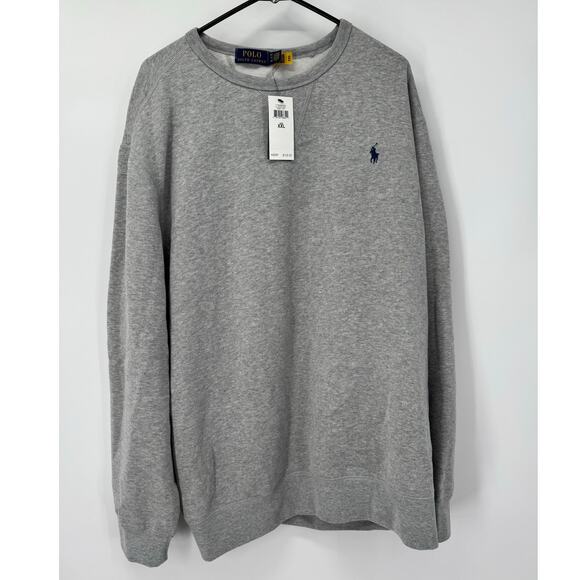 New Men Polo Ralph Lauren Fleece Heather Grey Crewneck Pullover Sweatshirt, XXL‎ - Picture 1 of 5
